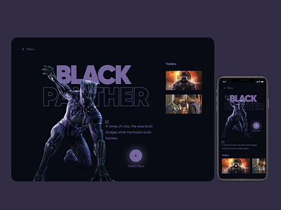 Black Panther - Movie Website Design branding design design thinking movies promotion ui ui design ux web design