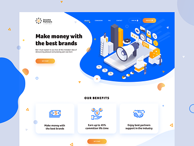 Income Parters redesign bitcoin casino coins design icons illustration isometric jackpot landing money promo ui website