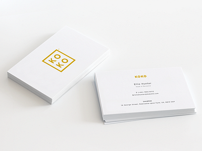 Koko Cards business cards clean logo minimal mockup print prototype