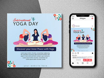 Yoga Day Instagram Post Design best design businesscard creative design design flyer flyer design flyer template graphic design illustration logo luxury design party flyer ui