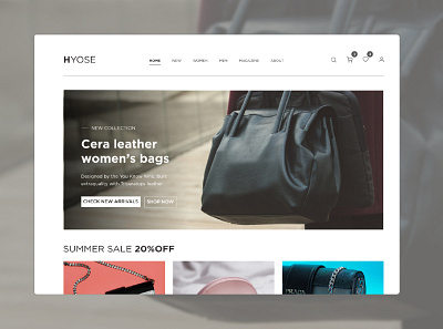 Hyose - Bags Marketplace Landing Page Concept graphic design landingpage layout ui ux web webdesign