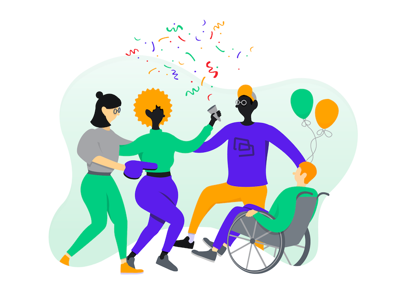 TwoCards โ Launch Party ๐ landing page ux ui minimal colorful simple flat invoicing invoice twocards illustration