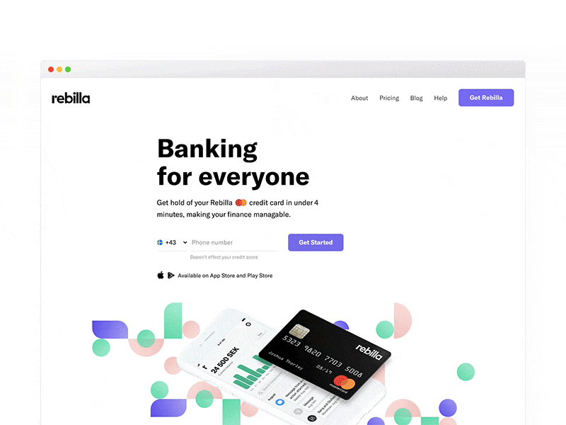 Landing Page animation bank banking clean colorful finance financial home landing minimal simple web