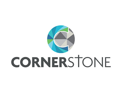 Cornerstone branding colour design grey logo low poly typography