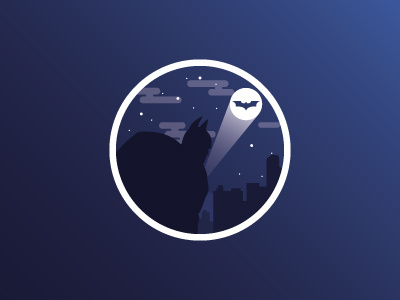 Batman overlooking Gotham bat batfleck batman cityscape dark gotham gradient knight logo mark signal stars