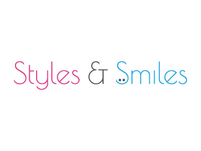 Styles & Smiles ampersand emoji face font hair hairdresser logo mark salon smile smiley typography