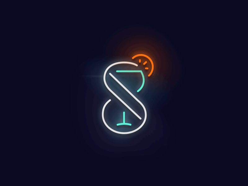 Eighth day of the week 8 animated bar day drinks gin glass logo neon symbol week