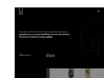 Own website bw designer geometric page portfolio simple spiral ux webdesign website