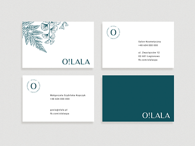 O! LALA Beauty Salon beauty beauty salon branding business card delicate floral grey logotype