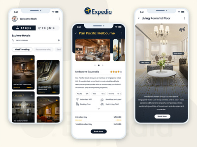 Expedia App Redesign app design application design design expedia app flight booking hotel booking app mobile app responsive app ui ux