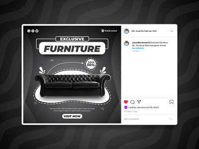 Exclusive Furniture Ad - Furniture Store Instagram Post Template ads advertising banners branding banner feed furniture furniture store instagram instagram post template modern banner social media social media design stories templates trending web banner