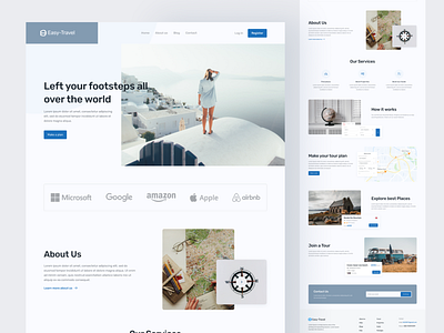 Easy-Travel Landing Page Design animation booking branding graphic design landing page design logo motion graphics responsive design travel app travel places travel website traveling trendy design typography ui ui design ux ux design web design website design