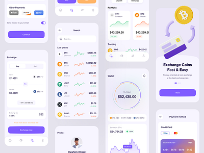 Cryptocurrency Mobile App Design android design animation app design bitcoin blockchain crypto cryptocurrency cryptocurrency app design currency currency exchange design ethereum ios design mobile app popular product design trending ui ux wallet