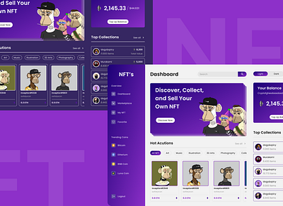 Dashboard NFT Marketplace Website animation graphic design ui