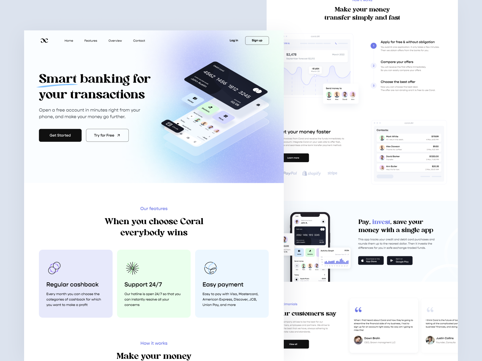 Coral - Landing page by Adelina Shevchenko on Dribbble