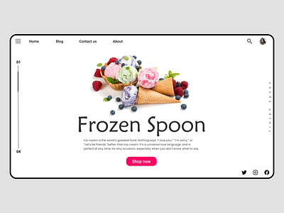 Frozen Spoon - icecream shop website branding design ice cream illustraion landingpage product design shopping ui uidesign uiux website website design