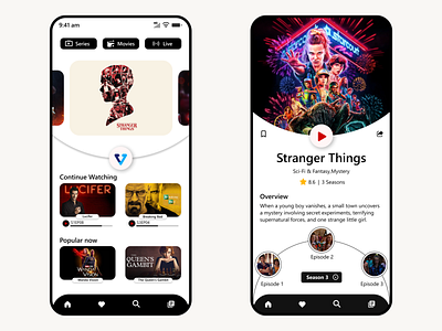 View app app branding genre minimal mobile movie app netflix platform stranger things streaming tv series ui ui design