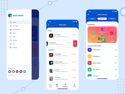 Nexo Profit Earning App (3 Screen) app design figma graphic design ui