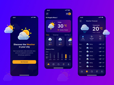Weather Forecast App app figma graphic design mobile app ui