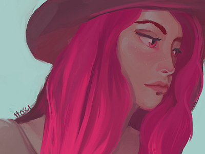 Girl in a hat digitalpainting girl illustration