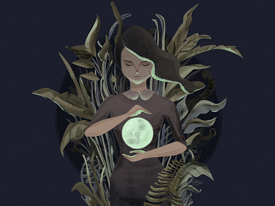 Moon cycle feminine fern forest girl jungle magick moon plants spirituality