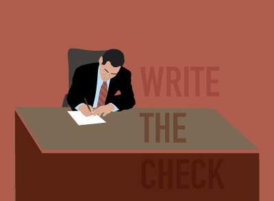 Write the check business check clean color corporate illustration professional simple style the vector write