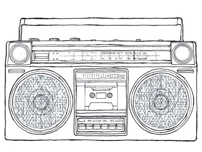 Boombox V1 80s boom box drawing ghettoblaster illustration linework radio