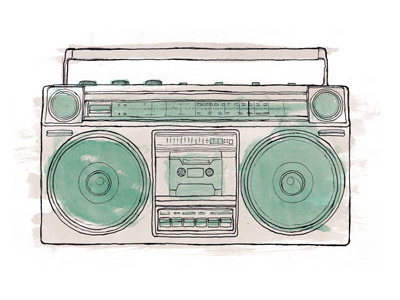 Boombox Ill Color boombox color drawing ghettoblaster illustration line work