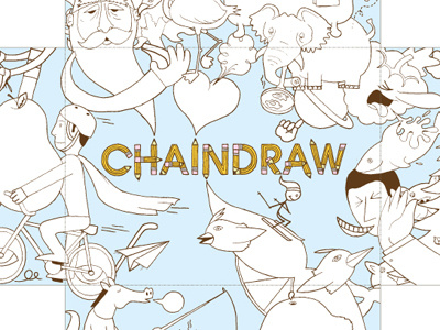 Chaindraw Packaging BW board game chaindraw design drawn illustration layout lettering pencil