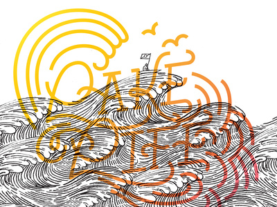 Lake Life color style art vector texture lettering drawing illustration design