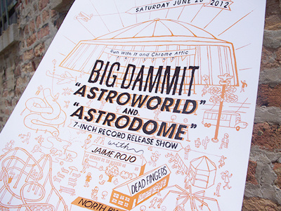 Astro Show Poster Print Detail band big dammit chicago design design team illustration make. music poster rock roller coaster silkscreen