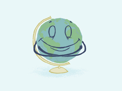 Globe Buddy color globe hugging hugging itself old school retro smile texture vector