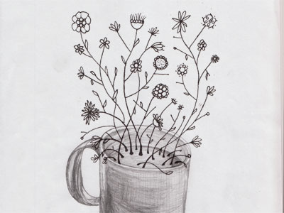 Coffee Cup Flowers coffee cup doodle drawing flowers pen pencil