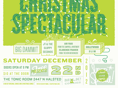 2ndAnnualBigDamnChristmasSpectacular Type all and christmas concert design fonts icon layout lettering music overlay poster presents rule scripts shit the time type