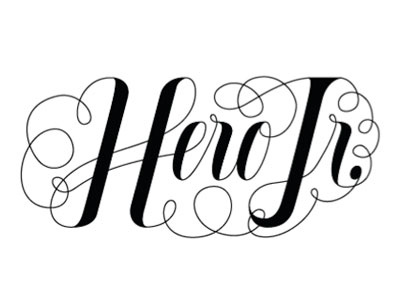 Hero Jr 1 black fancy hero jr lettering loops swirls type white