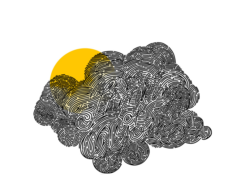 Thinking Of You icon white color art vector texture lettering drawing illustration design