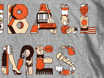 Ball Things ball brown cream illustration orange t shirt things white