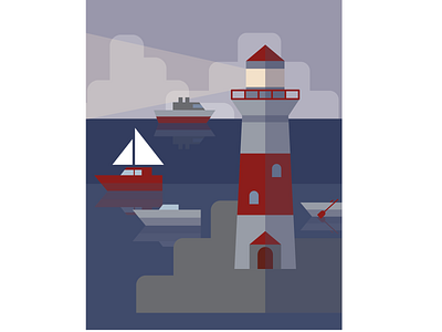 Lighthouse design geometric illustration lighthouse minimal
