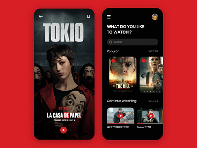 Interface design for watching movies app app design application design interface design interface designer lacasadepapel sketch ui ui design ux xd تصميم تصميم ui واجهة المستخدم