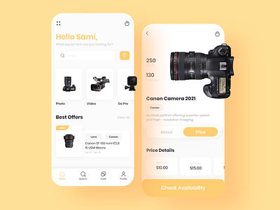 Selling Cameras App Design 2021 app appdesign applicationdesign camera designuiux mobile photo ui uicamera ux uxdesign