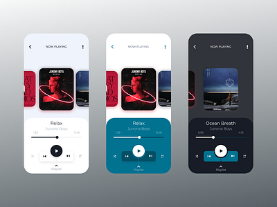 MusicApp 3 themes app branding dark ui design graphic design minimal music music app player ui ux