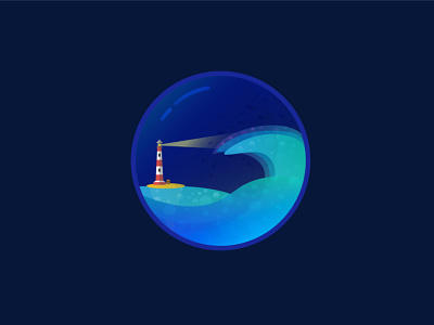 Water World adobe illustrator design gradient graphic design illustration lighthouse sea vibrant