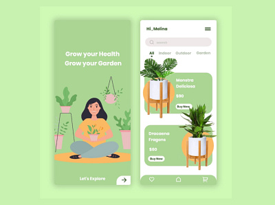 Ui design app design illustration plants ui ux