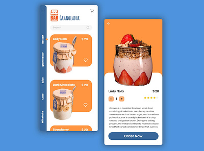 granola bar app design granola ui