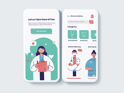 Online Doctor Consultation app consultation designer designs doctor doctors health health app healthcare illustration nurse ui ux