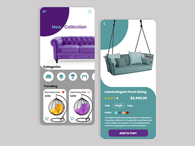 Furniture App app design designer furniture furniture app furniture design lamps purple soft table ui