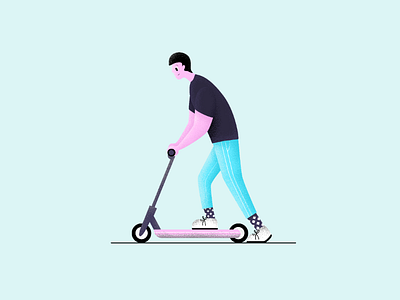 Men with scooter flat illustration simle