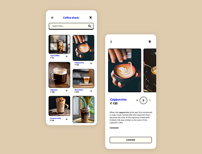 Coffee Shack (Part - 1) app app design branding coffee color design designer illustration lovecoffee typography ui ui ux uidesign uix ux uxui