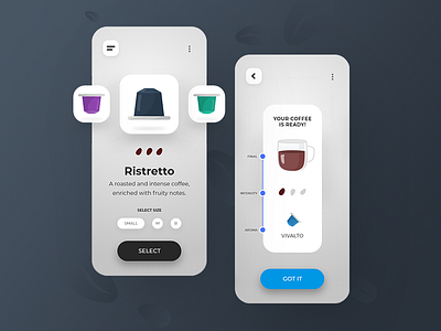 Coffee Machine App Gui adobexd app application branding clean coffee design espresso gui illustration inspiration madewithadobexd minimal ui uidesign ux uxdesign vector web website