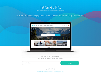 Intranet Pro Landing Page codesigned collaboration intranet landing page website